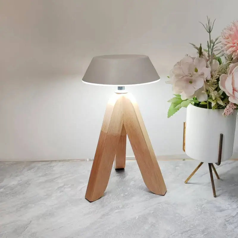 Solid wood decorative table lamp, bedroom charging bedside lamp Hypersku