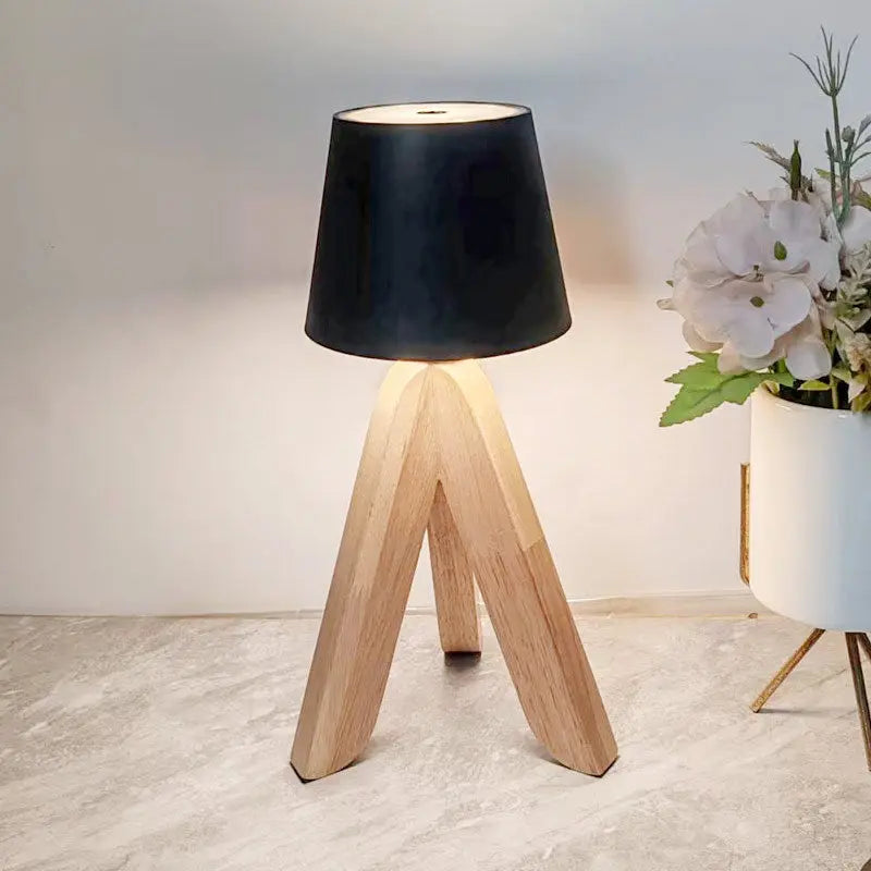 Solid wood decorative table lamp, bedroom charging bedside lamp Hypersku