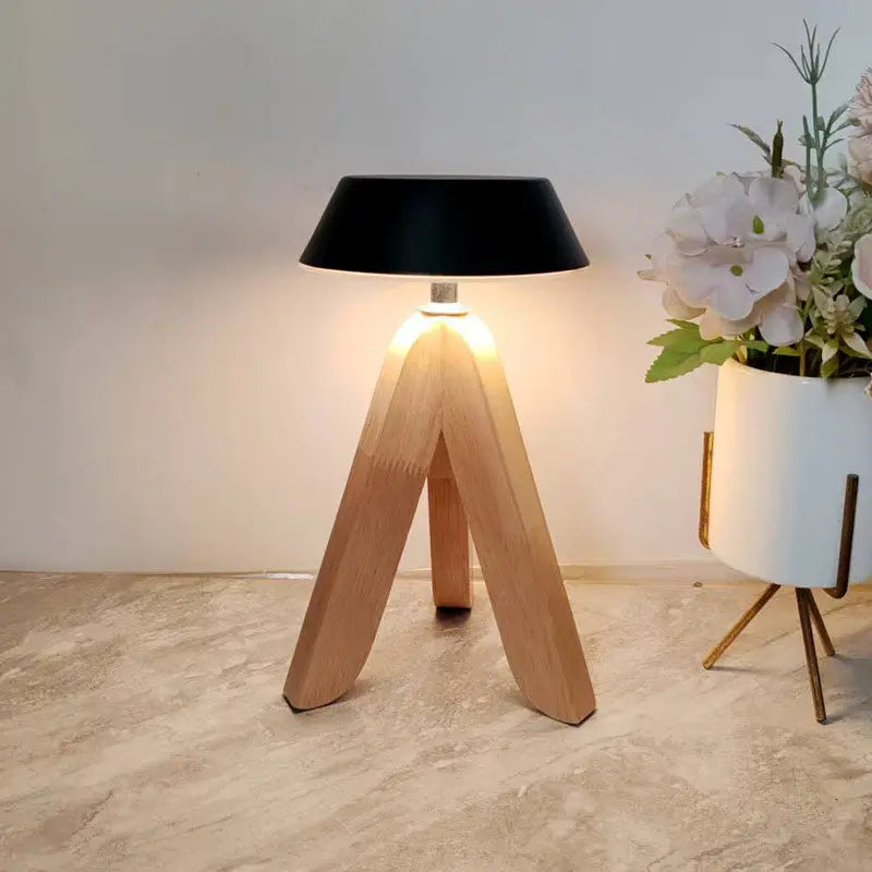 Solid wood decorative table lamp, bedroom charging bedside lamp Hypersku