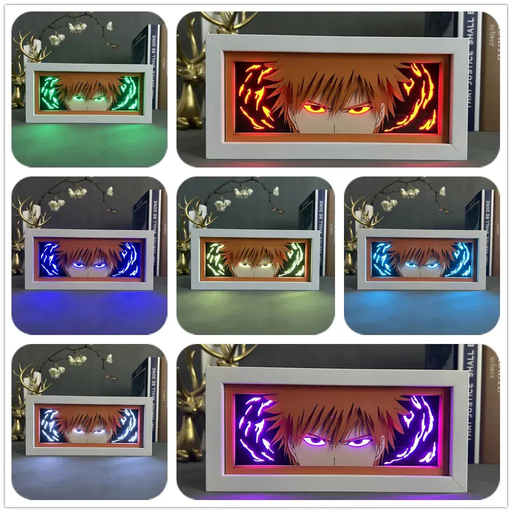 Bleach Led Light Box for Bedroom Decoration Paper Cut Shadow Box Anime Lightbox Ichigo Kurosaki Birthday Gift Bedside Night Lamp