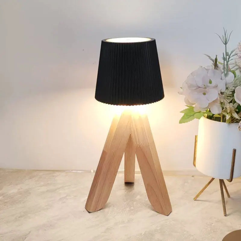 Solid wood decorative table lamp, bedroom charging bedside lamp Hypersku