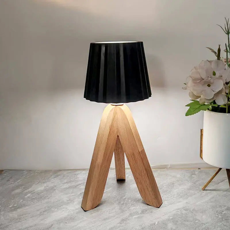 Solid wood decorative table lamp, bedroom charging bedside lamp Hypersku
