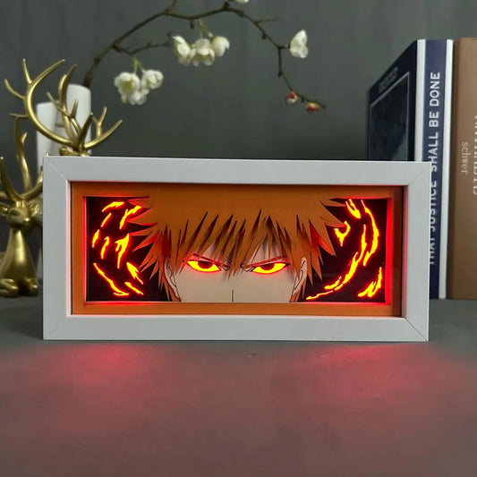Bleach Led Light Box for Bedroom Decoration Paper Cut Shadow Box Anime Lightbox Ichigo Kurosaki Birthday Gift Bedside Night Lamp
