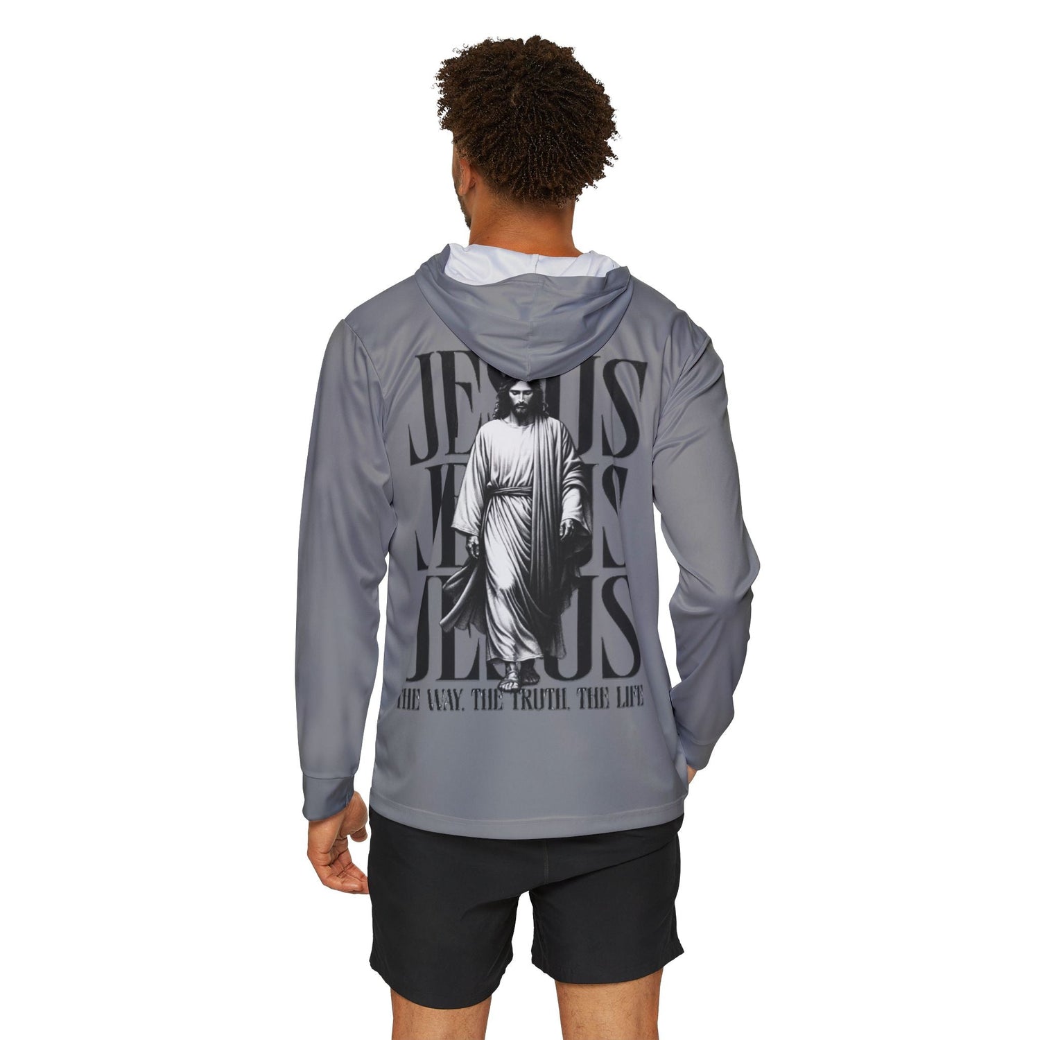 Inspirational Men's Sports Hoodie, Faith-Based Activewear, Jesus Quotes, Gym Apparel, Motivational Warmup Top Printify