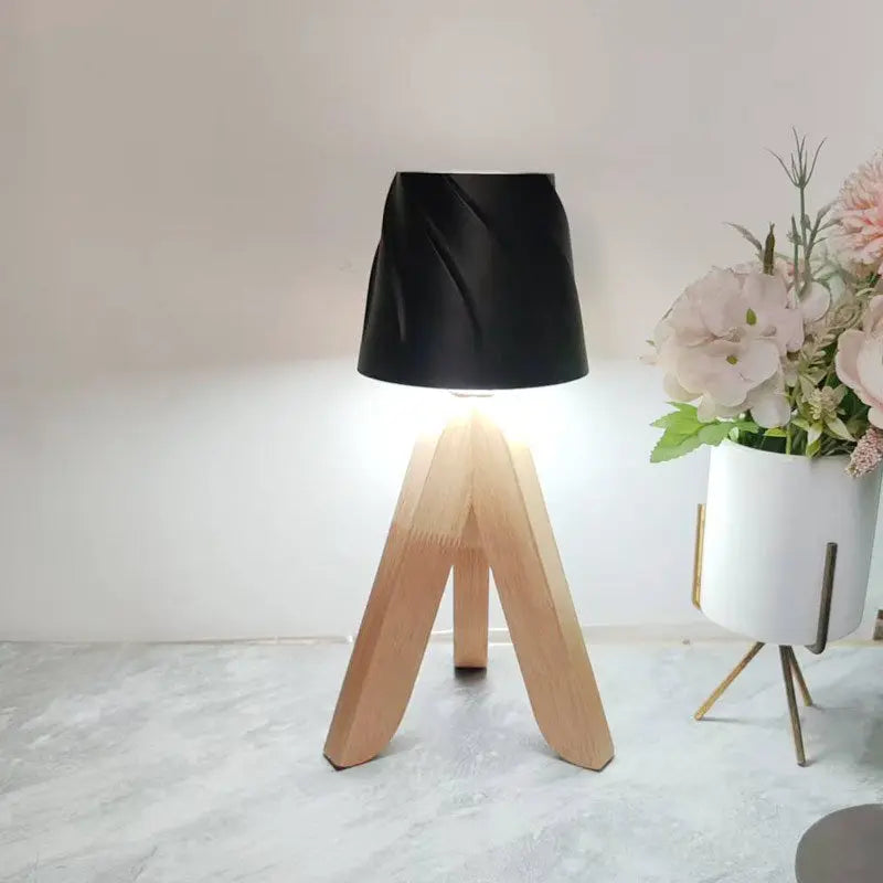 Solid wood decorative table lamp, bedroom charging bedside lamp Hypersku