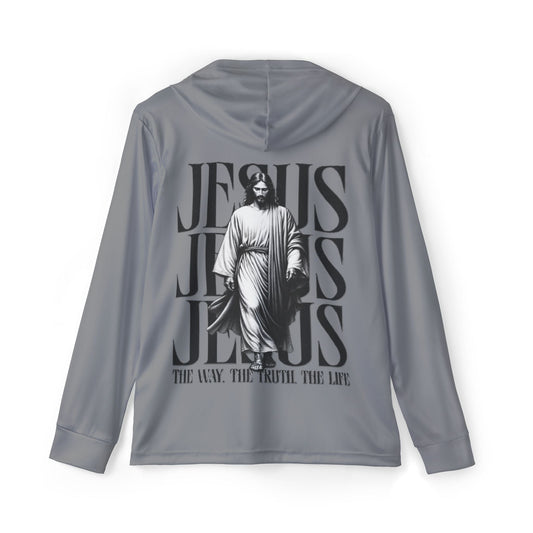 Inspirational Men's Sports Hoodie, Faith-Based Activewear, Jesus Quotes, Gym Apparel, Motivational Warmup Top Printify
